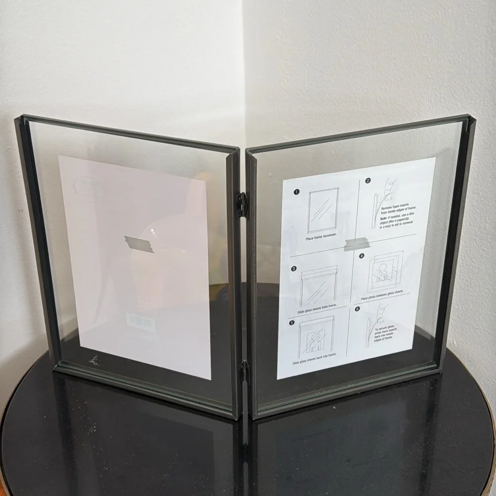 NWT Green Tree Gallery Chrome 5x7 Double Picture Frame Slide In
